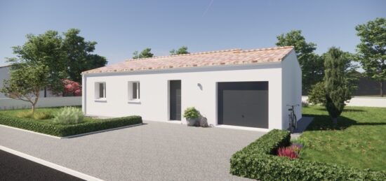 Plan de maison Surface terrain 70 m2 - 2 pièces - 2  chambres -  avec garage 